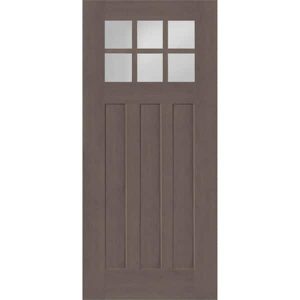 Steves & Sons Regency 36 in. x 80 in. Universal Handing 6-Lite Top Lite Clear Glass Ashwood Stain Mahogany Fiberglass Front Door Slab