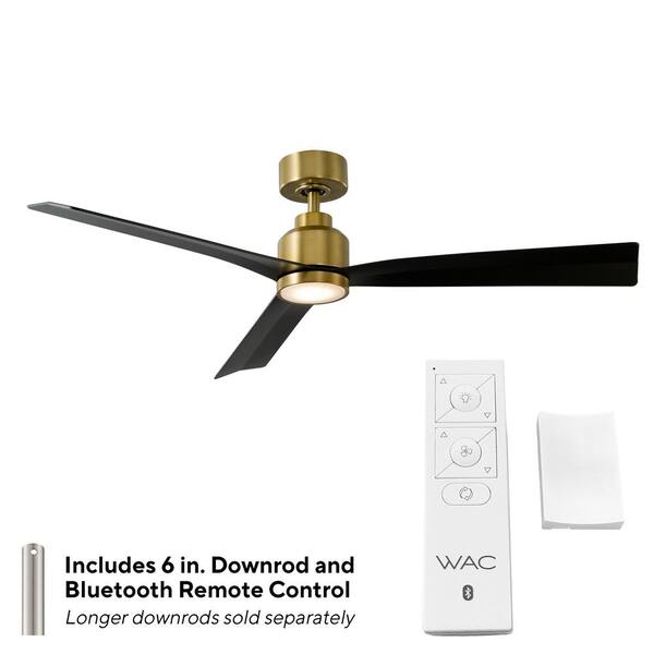 Clean 52 in. Integrated LED Indoor/Outdoor 3-Blade Smart Ceiling Fan Soft  Brass/Matte Black with 3000K and Remote