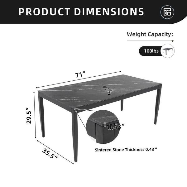 Tenleaf Black Metal Rectangular Outdoor Dining Table with Greek