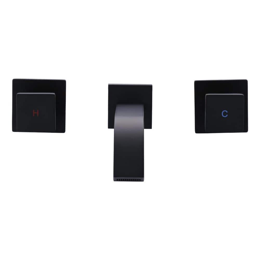 Double Handle Wall Mounted Waterfall Bathroom Faucet in Matte Black price history on PriceWatchPro