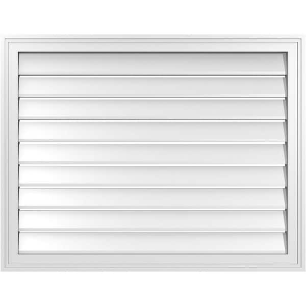 Ekena Millwork 36" x 28" Vertical Surface Mount PVC Gable Vent: Functional with Brickmould Frame
