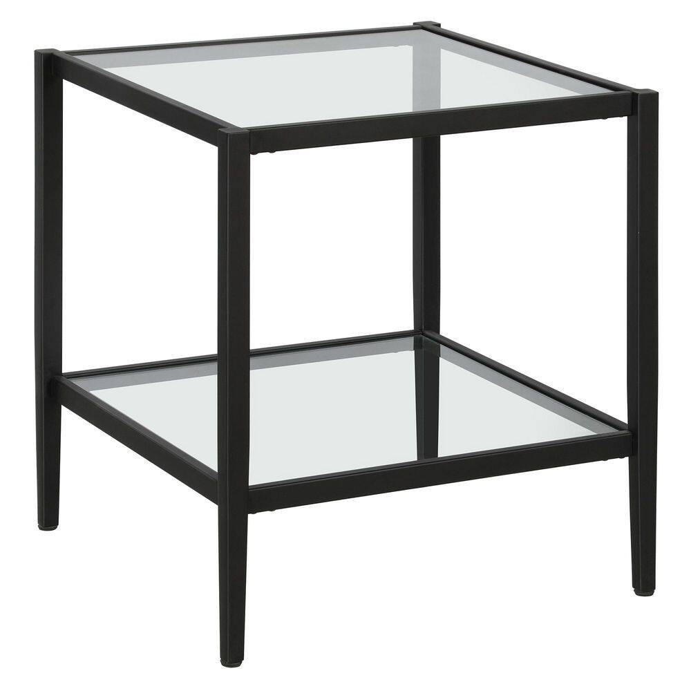 Modern Blackened Bronze 20" Square Metal & Glass Side Table