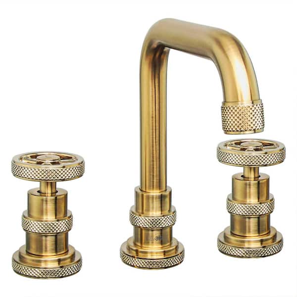 AKDY 8 in. Widespread 2-Handle High-Arc Bathroom Faucet in Brushed Gold