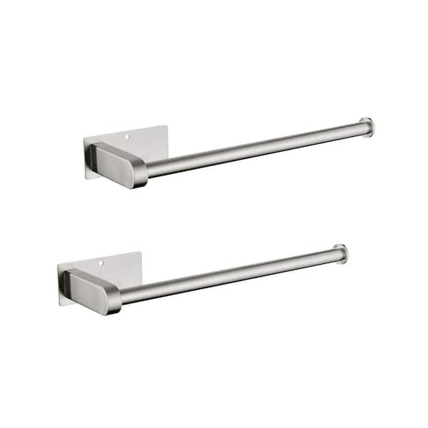 2-Pack Paper Towel Holder Wall Mount, Self-Adhesive or Drilled Paper Towel Holder Under Cabinet in Brushed Nickel