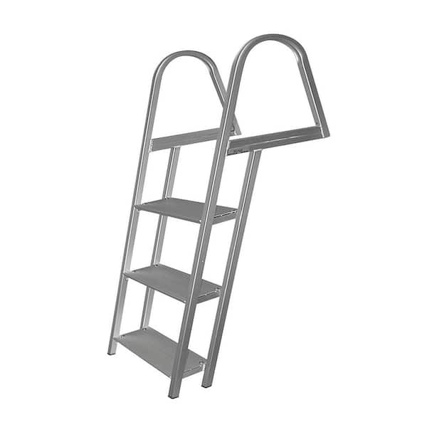 Tommy Docks 3-Step 15-in. Wide Aluminum Angled Boat Dock Ladder with Mounting Hardware for Seawalls and Stationary Dock Systems