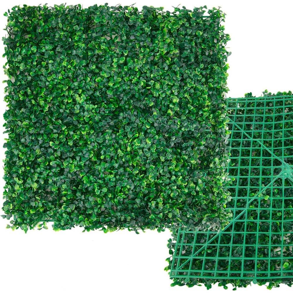 4-Pieces 20 x 20 x 1.6 in. Artificial Boxwood Hedge Panels UV-Protected Gre
