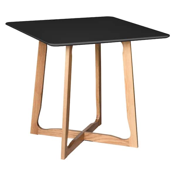 Leisuremod Cedar Bistro Black Wood Sled Dining Table Seats 2