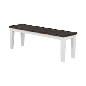 Brown and White Backless Dining Bench with Wooden Frame 54 in.