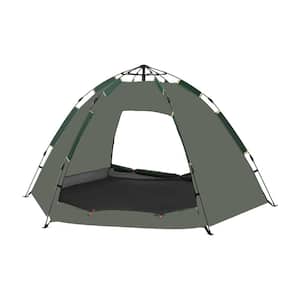 4-Person Waterproof Polyester Camping Dome Tent, Portable Backpack Tent in Antique Black