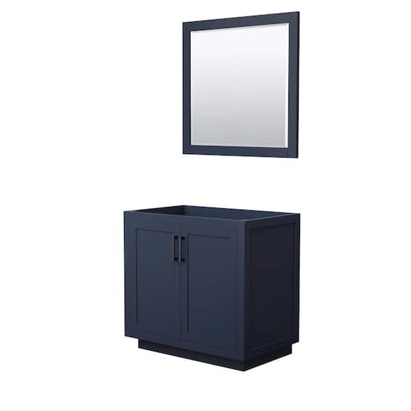 Wyndham Collection Miranda 35.25 in. W x 21.75 in. D Single Bath Vanity Cabinet Only with Mirror in Dark Blue