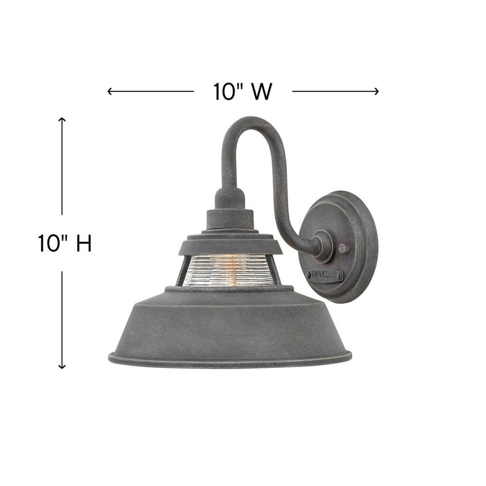 Aged Zinc 1-Light Outdoor Wall Sconce with Ribbed Clear Glass