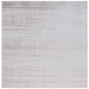 Martha Stewart Gray/Gold 7 ft. x 7 ft. Muted Striped Square Area Rug