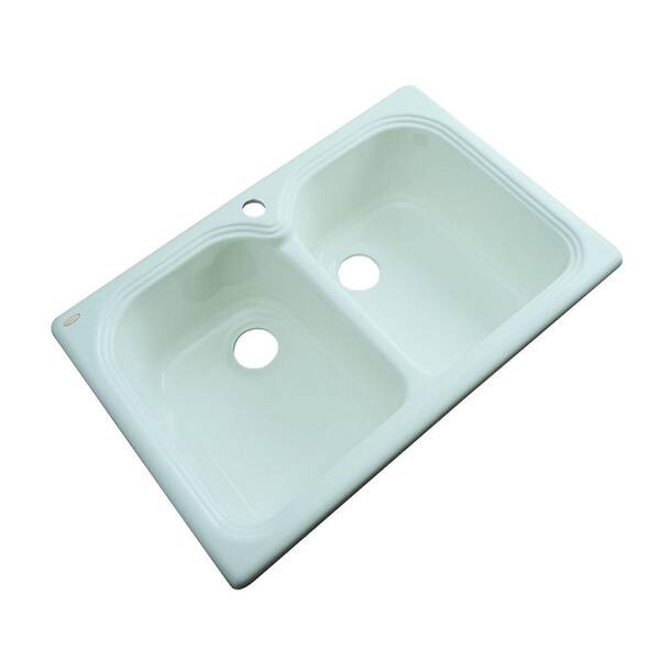 Thermocast Hartford Drop-in Acrylic 33x22x9 in. 1-Hole Double Basin Kitchen Sink in Seafoam Green