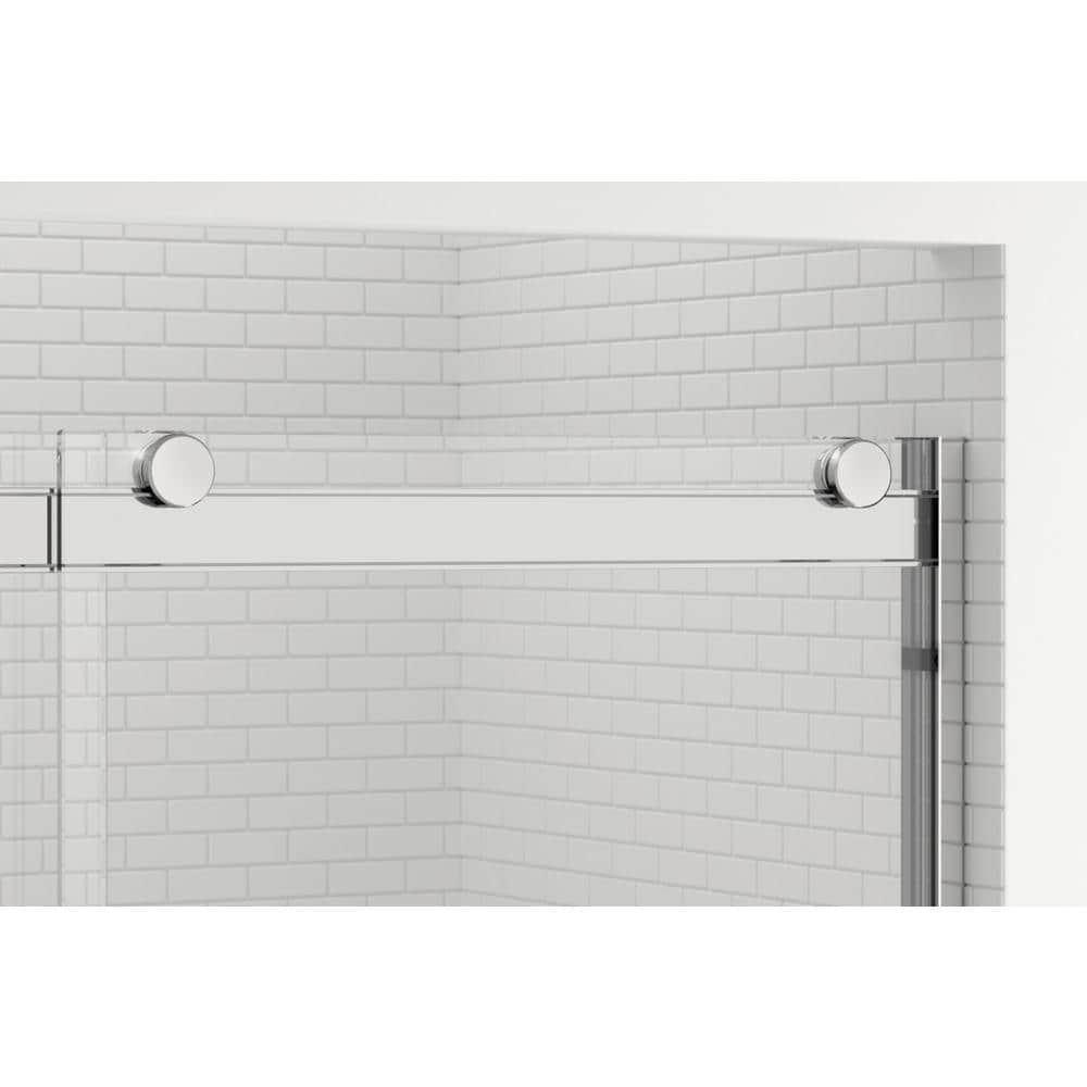 Rotolo 70" High Clear Glass Semi-Frameless Shower Door in Brushed Nickel