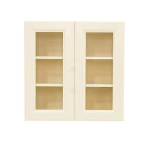 Oxford Assembled 27 in. x 30 in. x 12 in. Wall Mullion Raised-Panel Door Cabinet with 2 Shelves in Creamy White