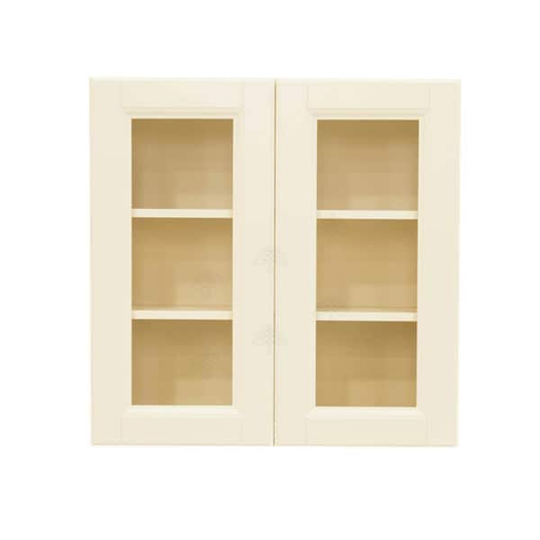LIFEART CABINETRY Oxford Assembled 30 in. x 36 in. x 12 in. Wall Mullion Raised-Panel Door Cabinet with 2 Shelves in Creamy White