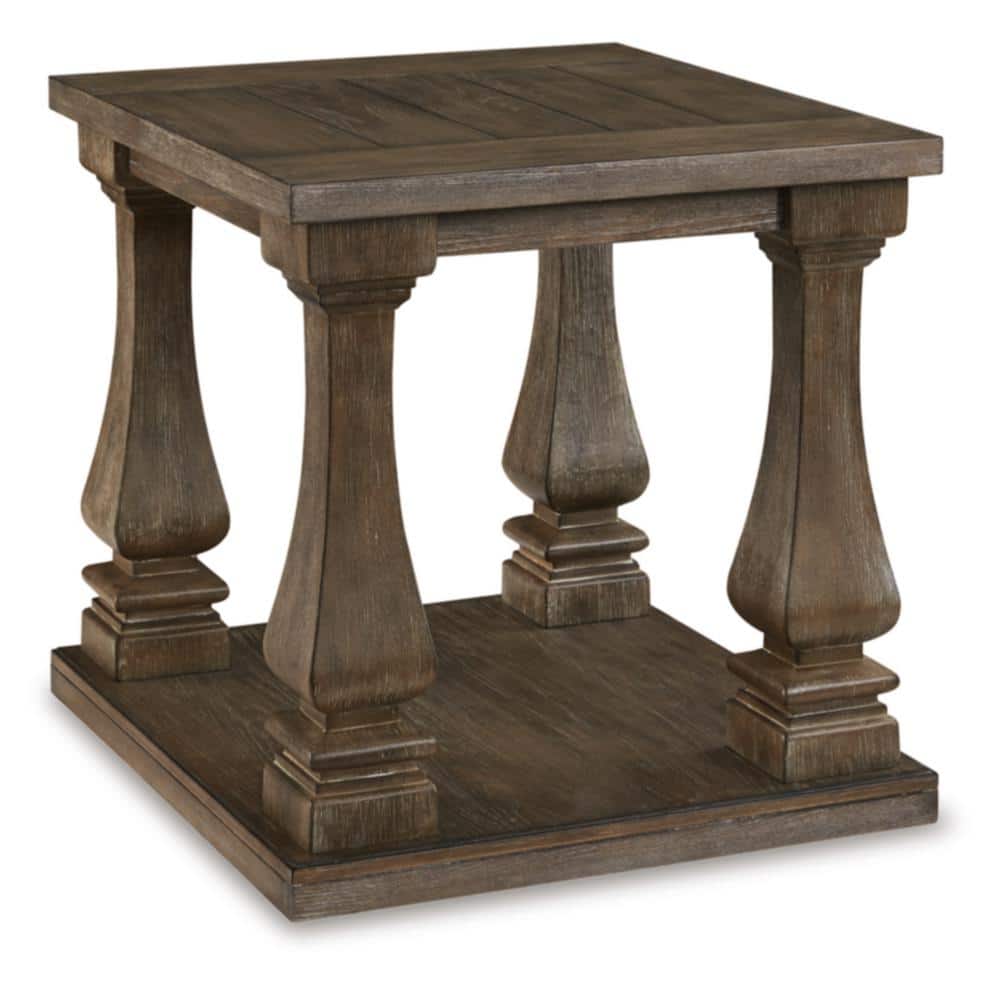 Heavenly Hued Distressed Weathered Gray Square End Table