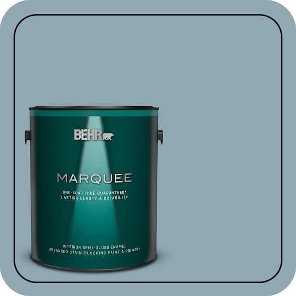 BEHR MARQUEE 1 gal. #530F-4 Newport Blue Semi-Gloss Enamel Interior Paint & Primer