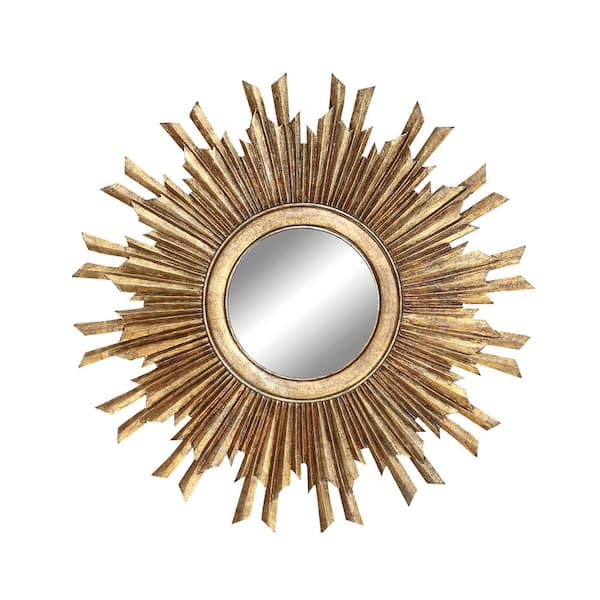 Storied Home Medium Round Gold Novelty Mirror (35.5 in. H x 35.5 in. W)