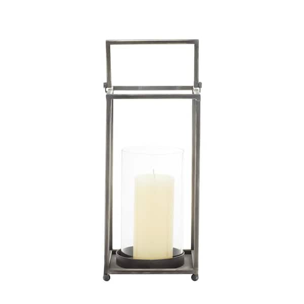 Black Metal Pillar Candle Lantern