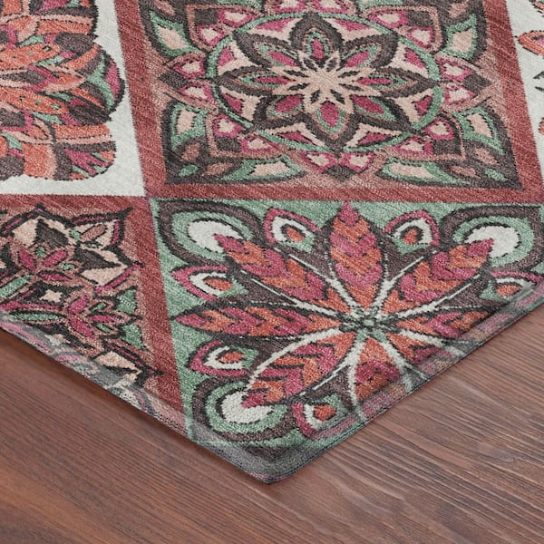 Mayfield Premium Machine Washable Abstract AMF2256 Blush 10 ft. x 14 ft. Area Rug