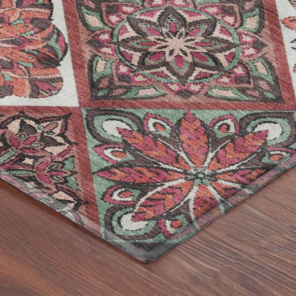 Mayfield Premium Machine Washable Abstract AMF2256 Blush 2 ft. x 7 ft. Runner Rug