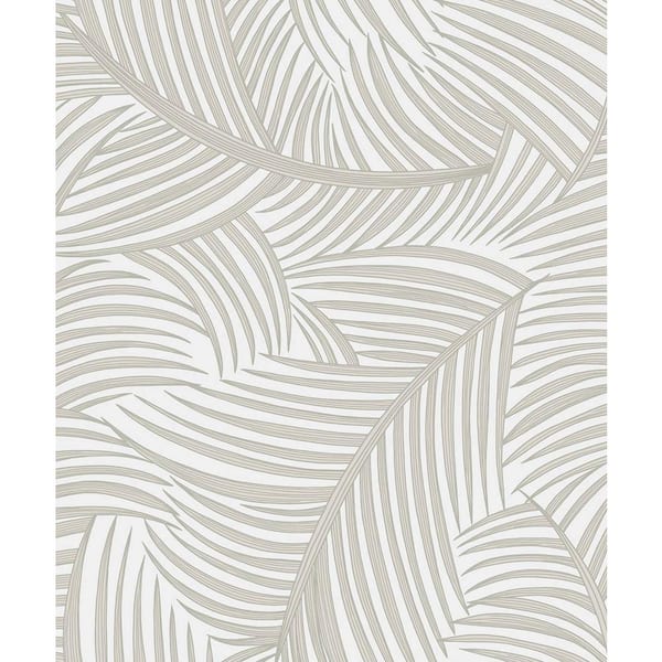 NextWall 31.35 sq. ft. Sea Salt Tossed Palm Fronds Vinyl Peel and Stick Wallpaper Roll
