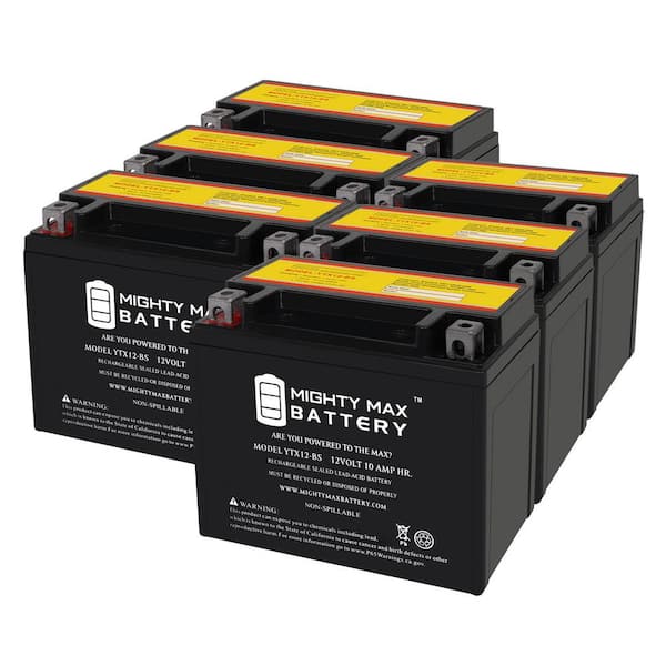 MIGHTY MAX BATTERY YTX12-BS 12V 10Ah Replacement Battery compatible with Suzuki Gsxr1000 01-04-6 Pack