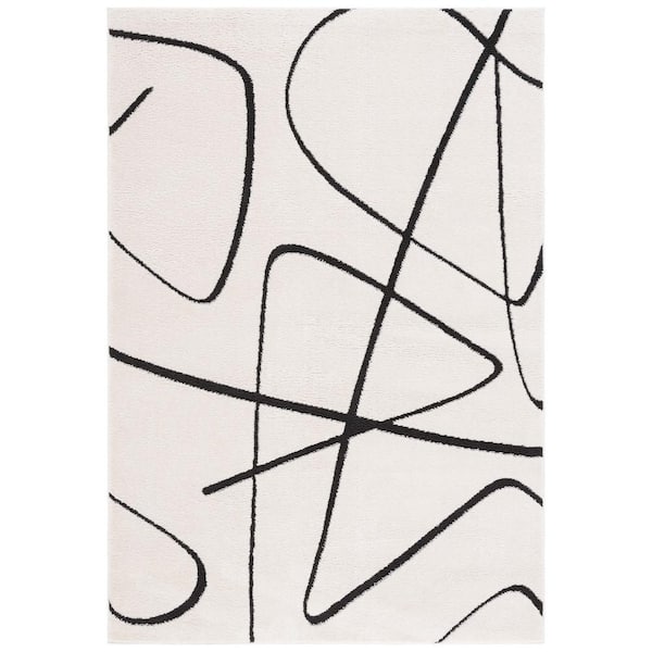 Melody 2 ft. x 4 ft. Ivory/Black Abstract Linear Area Rug