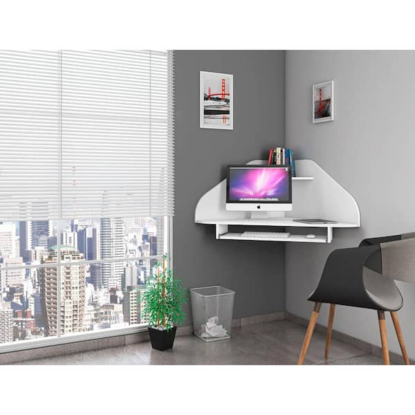 Floating computer desk with deals keyboard tray