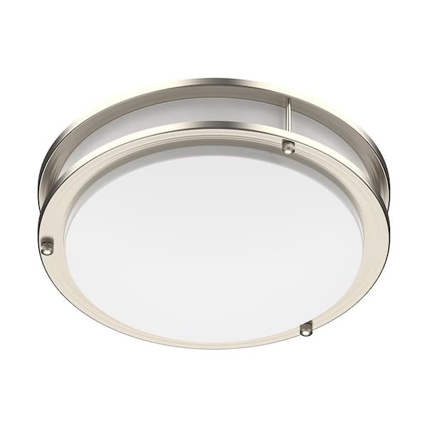 DYMOND 14 in. Modern LED Ceiling Light Fixture Flush Mount Color Selectable CCT Brushed Nickel for Kitchen or Bedroom 2-Pack