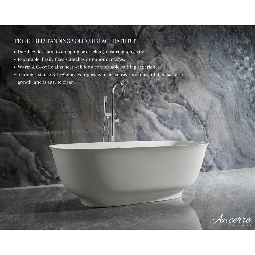 Fiore 67'' Matte White Acrylic Freestanding Bathtub