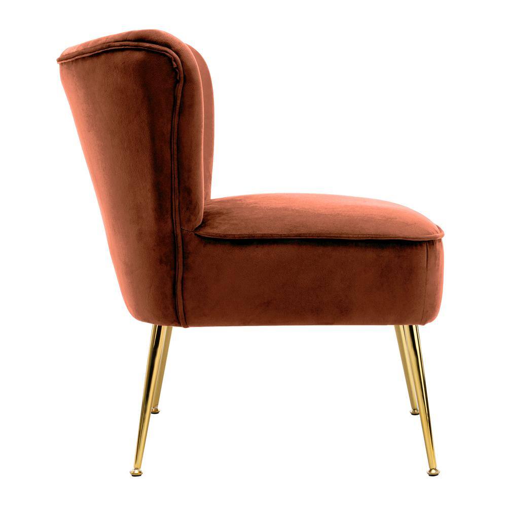 Scallop-Back Channel Tufted Velvet Accent Chair in Brown