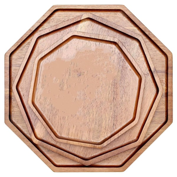 Brown Acacia Wood Decorative Platter (Set of 3) WK1719 - The Home