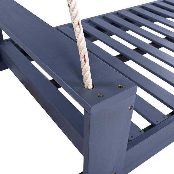 Gray 86 in. 2-Person Wood Porch Swing, Modern Twin Size Patio