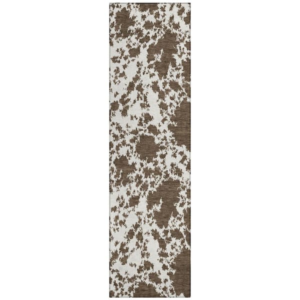 Chantille Machine Washable Indoor/Outdoor Abstract ACN2919 Chocolate 2 ft. x 7 ft. Runner Rug
