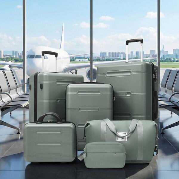Merax 6-Piece Army Green ABS Hardshell Spinner 20/24/28 Luggage