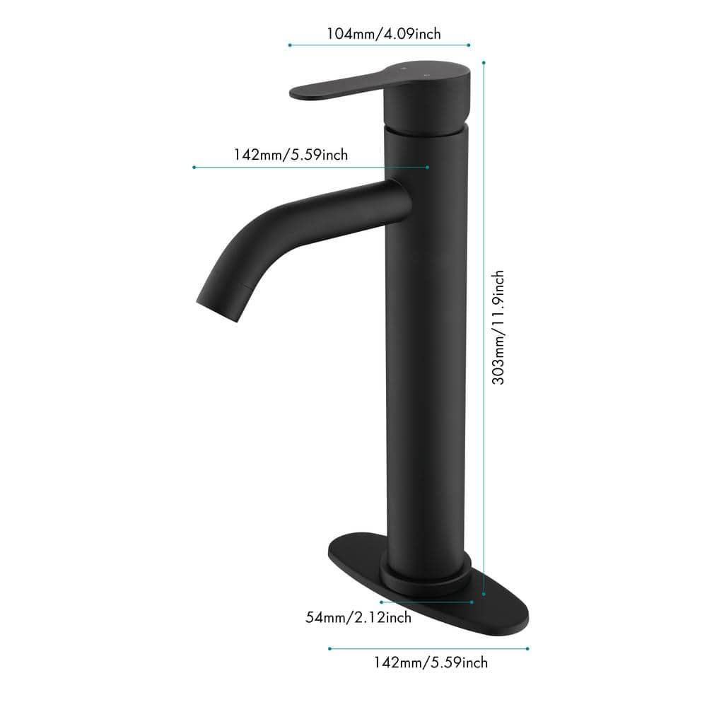 Matte Black Stainless Steel Single Handle Bathroom Faucet