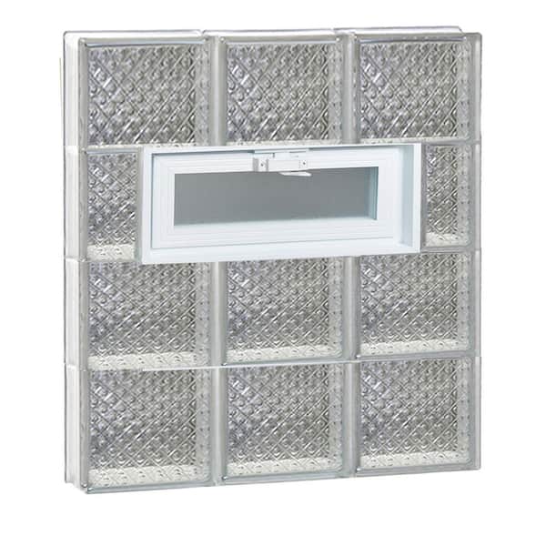 Clearly Secure 23.25 in. x 31 in. x 3.125 in. Frameless Diamond Pattern Vented Glass Block Window