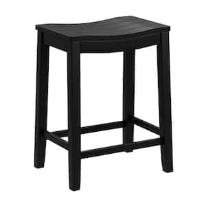 Fiddler 24 in. Black Backless Wood Counter Stool with Wood Seat