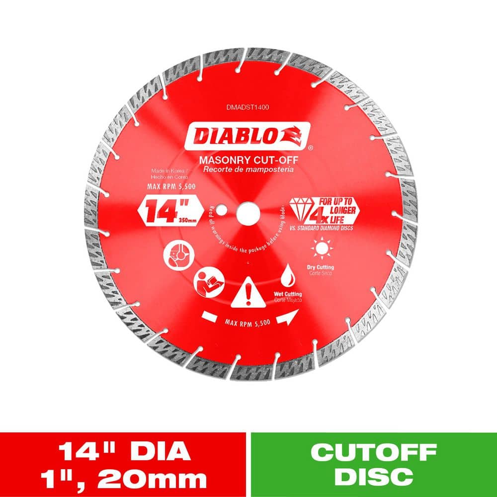 DIABLO 14 in. Diamond Segmented Turbo Cut-Off Discs for Masonry