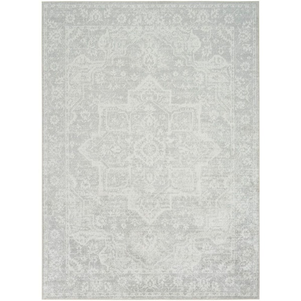 Nourison Astra Machine Washable Grey 4 ft. x 6 ft. Distressed Traditional Area Rug