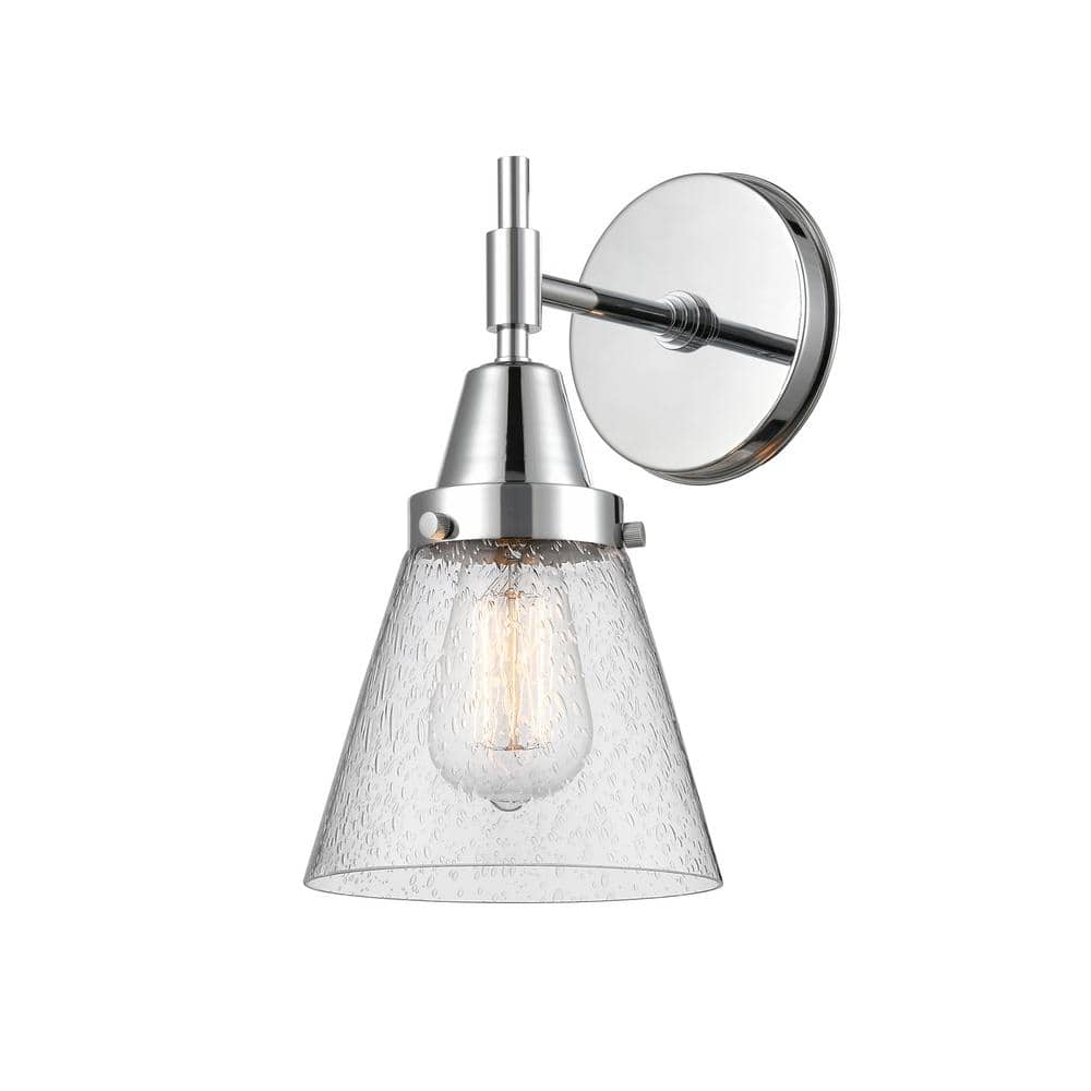 Cone 1-Light Polished Chrome, Seedy Wall Sconce with Clear Glass Shade price history on PriceWatchPro