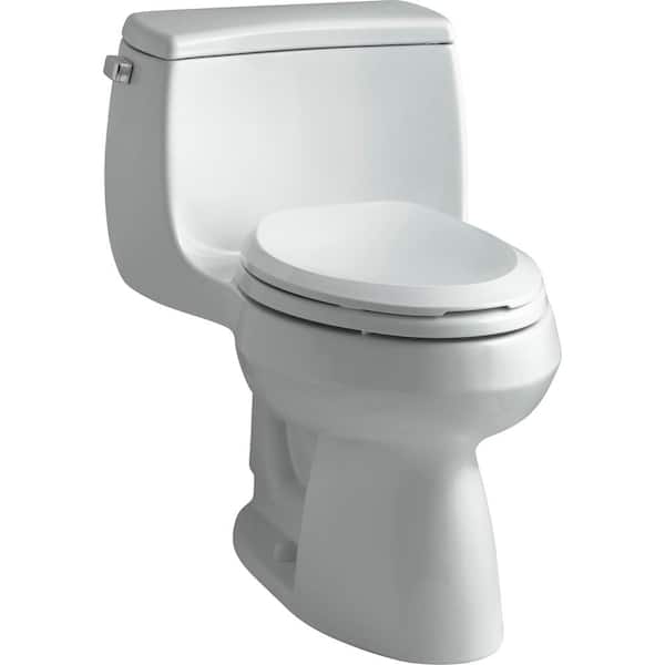 KOHLER Gabrielle Comfort Height 1-Piece 1.28 GPF Single Flush Elongated Toilet with AquaPiston Flushing Technology in Ice Grey