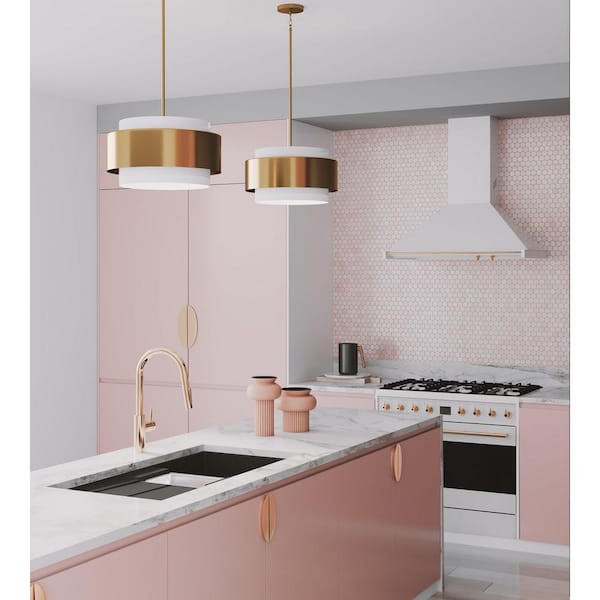 Silva Collection 3-Light Brushed Bronze White Linen Shade Pendant