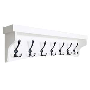 35 in. W x 5.5 in. D White Decorative Wall Shelf, Coat Rack Wall Mount with Shelf