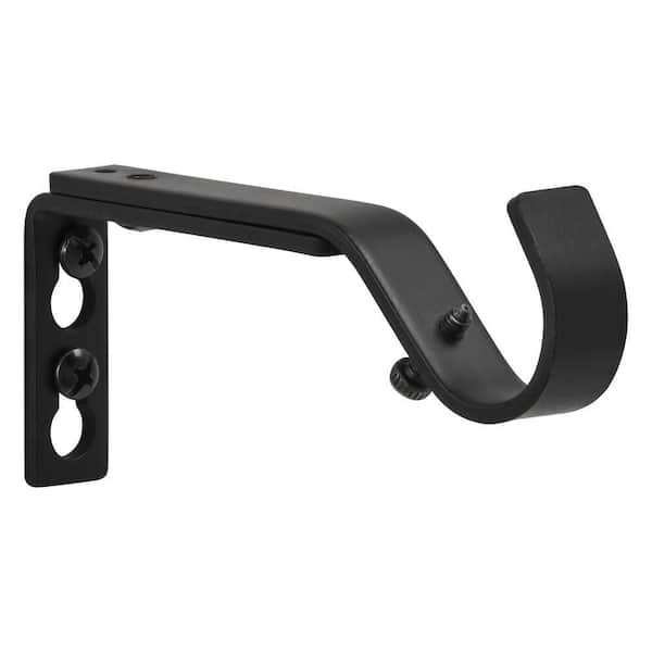 Matt Black Steel Single 5 in. Projection Curtain Rod Bracket (Set of 2)