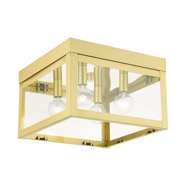AVIANCE LIGHTING Creekview 4-Light Satin Brass Flush Mount Light