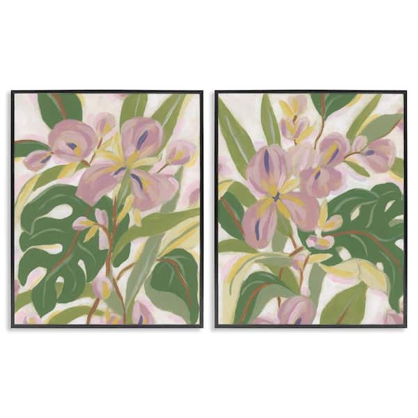 Tropical Irises Abstraction by June Erica Vess 2 Pieces Black Framed Nature Giclee Art Print 20 in. x 16 in.