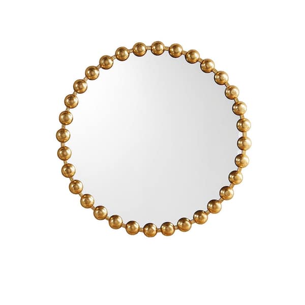 ilemong 27 in. W. x 27 in. H Round Wall Mirror Metal Frame in Gold Wall Mounted Mirror for Living Room, Entryway